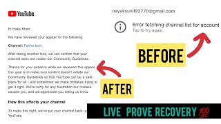 How to recover suspended youtube channel || this action isn't allowed ||Remove channal recovery.