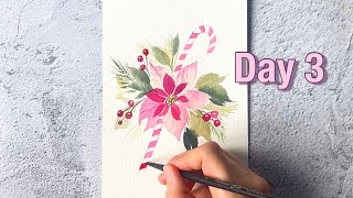 Day 3 | Candy Cane  | Easy Watercolor Christmas Cards For Begginers