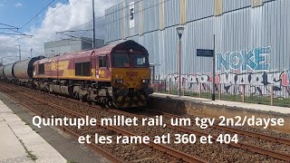 Spot en bretagne#240, Quintuple millet rail, um tgv 2n2/dayse  et les rame atl 360 et 404