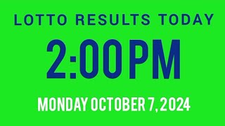 2pm Lotto Results Today October 7, 2024 ez2 swertres 2d 3d pcso