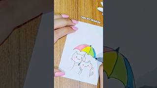 Cute Cat 😺 Drawing ☔ with Umbrella| Amazing Art | Short Art #shorts #art #satisfying #cute #drawing