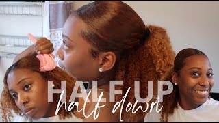 Low Half-Up Half Down Middle Part Tutorial | 3c/4a Natural Hair | Mia Ashanti ♡