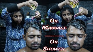 Oil Shower ASMR Head Massage With Satisfying Sound | Heavy Oil Scratching & Tapping Head Massage