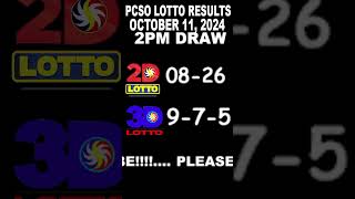 LOTTO RESULTS TODAY 2PM DRAW OCTOBER 11, 2024 #shorts