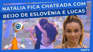 BBB 22   NATÁLIA não gosta de ver LUCAS e ESLOVÊNIA se beijando na festa #bbb