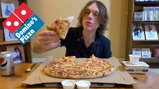 DOMINO'S EXTRA LARGE HAWAIIAN PIZZA + CHOCOLATE LAVA CAKE MUKBANG