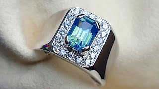 Wedding Ring Natural Teal Green Sapphire Custom Ring