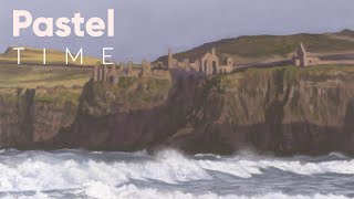 Stormy Sea and Castle in Soft Pastel - Timelapse