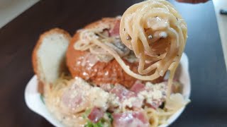 Korean Meal Kit Pasta with Cream Sauce in Bread self-service shop (담따프레시)