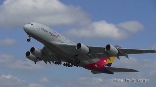 ✈ FIRST Asiana Airlines A380 Takeoff @ Hamburg Finkenwerder