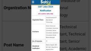 CIET Jobs Notification 2024: Apply Offline for 71 Senior Technical Consultant, Technical Consultant