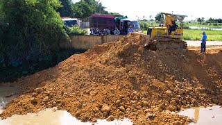 First Look At Skills Pushing Dirt Bulldozer KOMAT'SU D31 on Great Fantastic Project With Group Truck