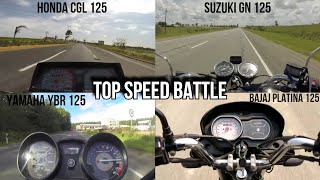 Honda CGL 125 vs Suzuki GN 125 vs Yamaha YBR vs Platina 125 Top Speed Comparison (Velocidad Máxima)