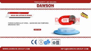 DAWSON DS344 G80 WLL1.12-15T Weld on Lifting D Rings, Grade 80 Weld on Pivoting D Link for Lifting