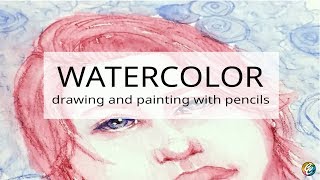 painting a portrait with watercolor pencils