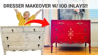 Dresser Makeover DIY How To using IOD Inlay and Debis Design Diary DIY Paint