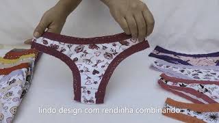 kit calcinha feminina cotton e renda