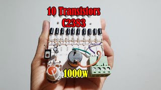 DIY powerful bass amplifier using 10 c2383 transistors, no ic, simple circuit