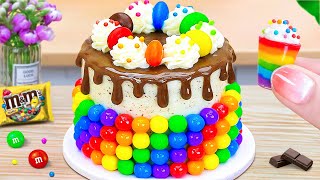 M&M Buttercream Chocolate Fondant Cake 🌈 Baking Miniature Rainbow Jelly Cake Recipe 😍 Petite Mastery