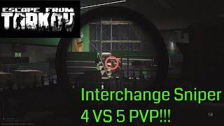 Sniping Inside The Mall - Interchange 4v5 Squad PVP Combat - Escape From Tarkov Gameplay - Full Raid