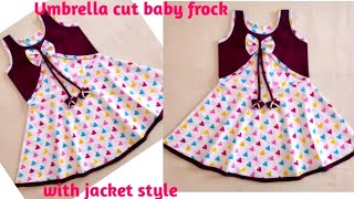 Umbrella cut baby frock with jacket style //3-4yr baby frock cutting and stitching