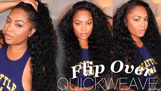 Natural Flip Over Quick-Weave + Detailed Tutorial! Best Deep Wave Bundles | Hermosa