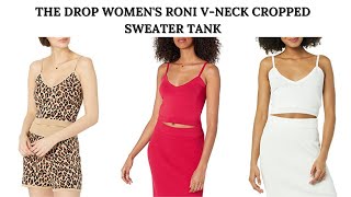 The Drop Women's Roni V Neck Cropped Sweater Tank