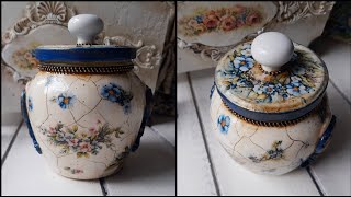 Decoupage 💙Jar 💙 Home decor DIY 💙