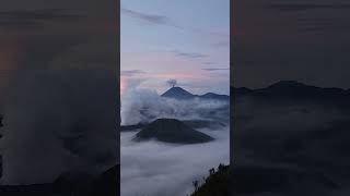 Amazing view of Mount Bromo smoking volcanos