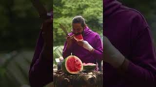 Have you tried eating watermelon in the camping camp?