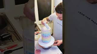 Easter stripe cake decorating!