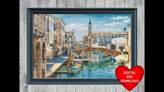 Chioggia Venice Canal and Boats Cross Stitch Video