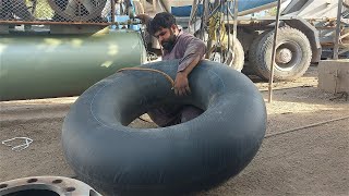 Tyre puncher repair tutorial | Restoration of Tube leakage | fastest Tyre repair of Big Giant truck