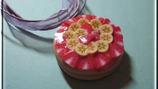 DIY Polymer clay: fruit cake/ torta decorata con cane cotte!