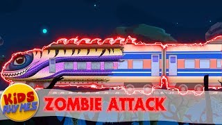 Zombie Attack | Scary Train | Rail Coloring Videos | Toy Train | Cartoon About Colors For Kids