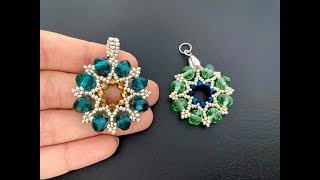 Mandala Beaded Pendant or Earrings || How to make Beaded Pendant || Easy Beading