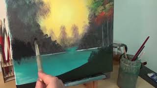 painting a colorful autumm - painting for beginners - timelapse #painting #art #acrylicpainting