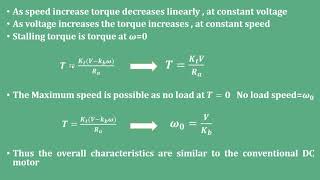 BLDC equation and Speed Torque Characteristics