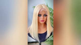 Short Bob Straight Hair Blonde Lace Front Glueless Human Hair Wigs👉🏾wig link in my comment #share