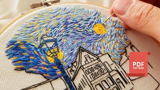 Embroider a Sky on a Design. Embroidery for beginners. Aachen, Germany 🇩🇪 Part 2.