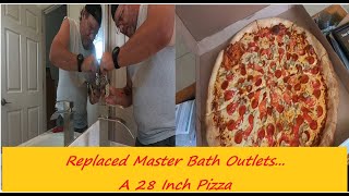 100623 ATH Replaced the outlets in the master bath..Ate an extremely LARGE pizza!!!