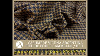 CASHMERE E VICUNA V. PIED DE POULE  CAMMELLO / BLU