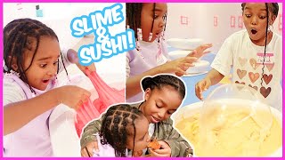 A FUN DAY PLAYING WITH SLIME & EATING SUSHI WITH MY COUSIN! | YOSHIDOLL