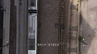 DART Train in Dallas Texas in 4K Aerial Drone Stock footage