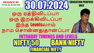 Nifty Bank Nifty Prediction for Tomorrow in Tamil 30.07.2024 | Options Intraday Trading Analysis