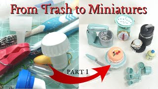 Everyday Trash to MINIATURES PART 1 #TrashToMiniatures  #recyclecrafts #miniatureitems