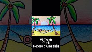 Vẽ Tranh ĐỀ TÀI PHONG CẢNH BIỂN bằng MÀU SÁP | how to draw a beach #vetranhphongcanh #shorts