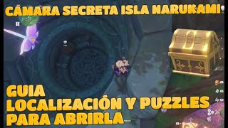 Genshin impact  Guía  Puzzle  Isla Marukami Inazuma camara secreta, cofre valioso