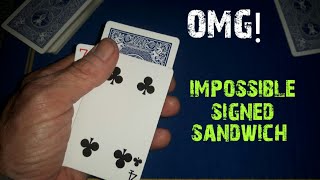 This will BLOW your mind, "impossible signed card sandwich" card trick