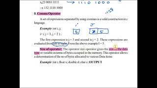 17. Comma Operator & sizeof  operator